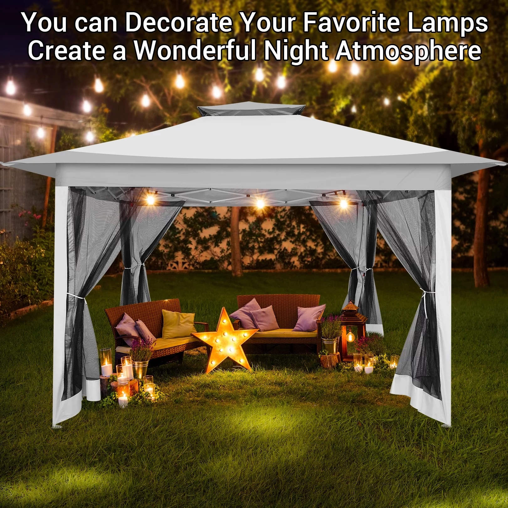 SANOPY 12x12FT Outdoor Gazebo Pop Up Gazebo with Mosquito Netting, Instant Patio Canopy Tent for Shade and Rain