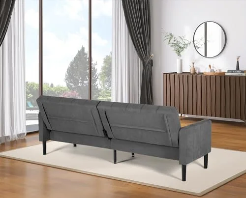 RUNFAYBIU Modern Upholstered Tufted Convertible Folding Futon Sofa Bed w/USB  82\u201D Sleeper Couch Love Seat Pillows  2/3 Seat Loveseat Sofas for