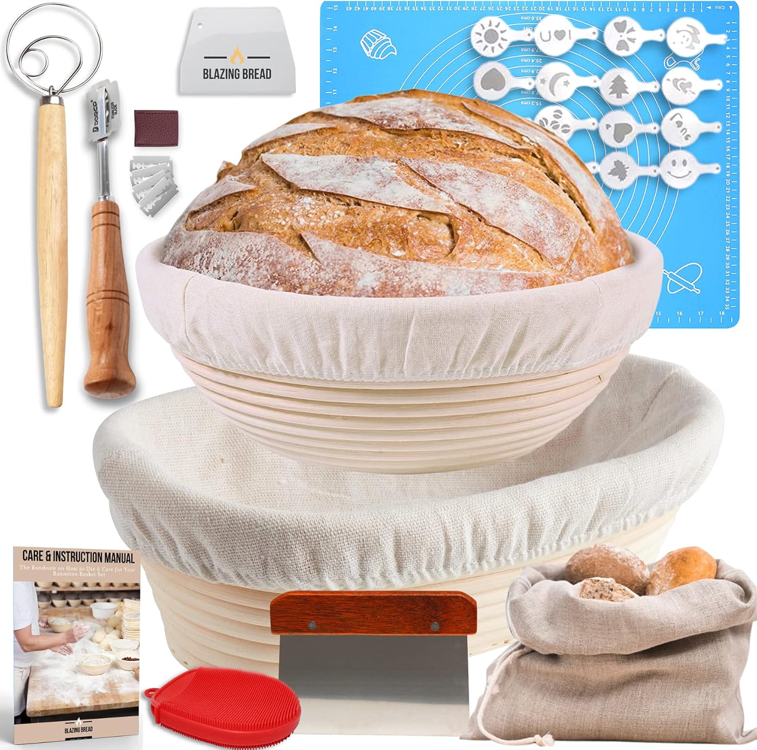 Most Complete Bread Banneton Proofing Basket Kit