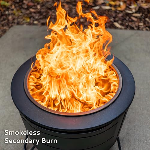 TIKI Brand Reunion Smokeless Fire Pit | Large Wood Burning Outdoor Fire Pit, Great for Large Gatherings - Includes Starter Pack