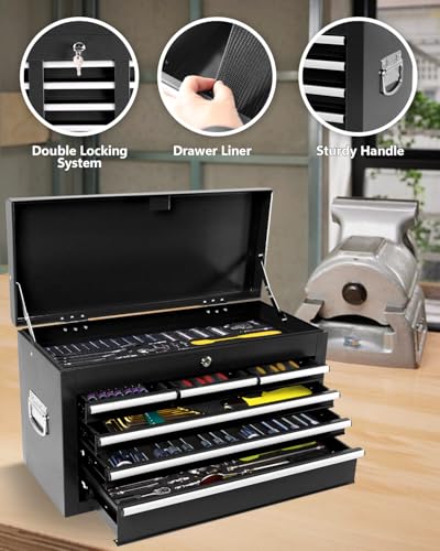 5-Drawer Rolling Tool Chest, Modular Tool Cabinet with Brake Casters & Removable Drawers, Workshop Toolbox Cart for Factory/Garage, Black