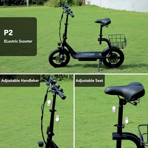Caroma Peak 500W/800W/1200W Electric Scooter with Seat 14" Tire, 30 Miles Range 20MPH Max Speed, Foldable Electric Scooter for Adults 300 LBS Max Load