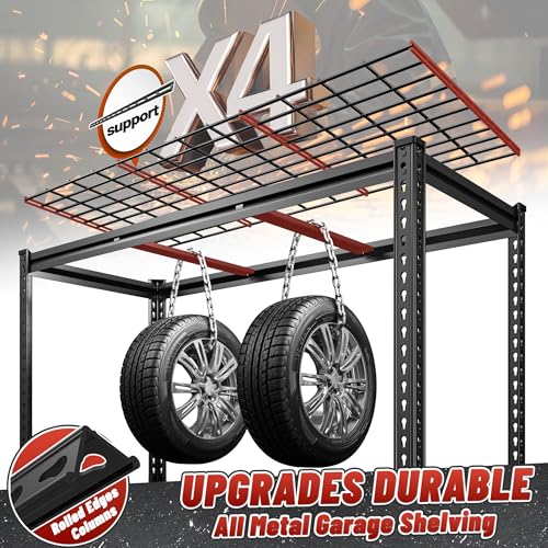 REIBII 60" W Garage Shelving 3000LBS Garage Shelving Heavy Duty Storage Shelves, 5 Tier Metal Shelves, Adjustable Industrial Shelf for Warehouse