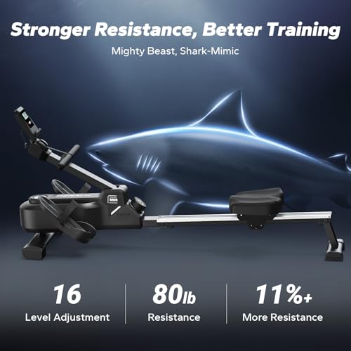 MERACH Foldable Rowing Machines for Home, Magnetic Rowing Machine with 16-Level, Compact Row Saves 20% Space, 350 LBS Load Capacity