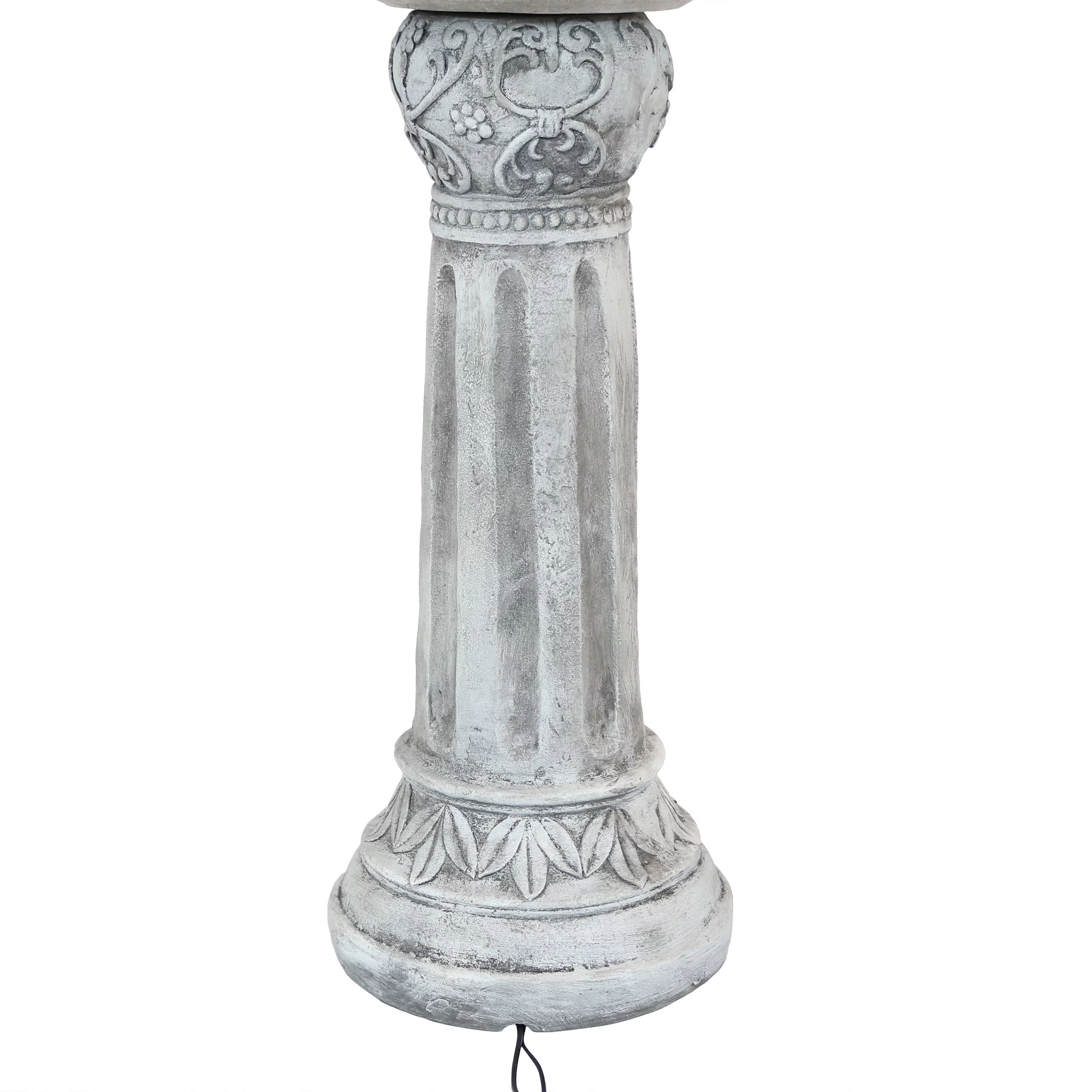 Sunnydaze Ornate Elegance Solar Water Fountain with Battery Backup - 42.5" H - White