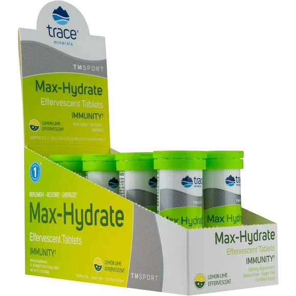 Trace Minerals | MAX Hydrate Immunity | High Performance Electrolyte Fizzing, Immune Support | Magnesium, Sodium, Potassium