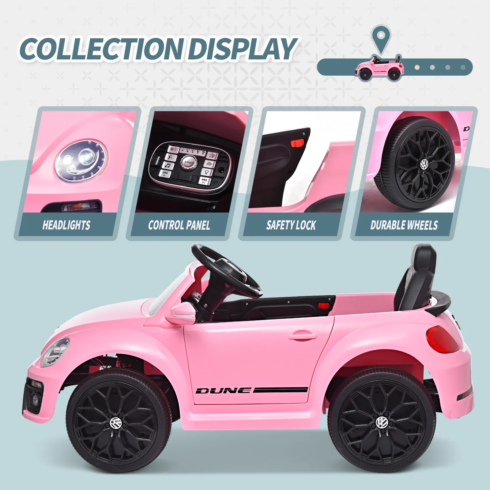 Joywhale 12V Kids Ride on Car Licensed Volkswagen Beetle Battery Powered Electric Vehicle for Kids, with 2.4G Remote Control