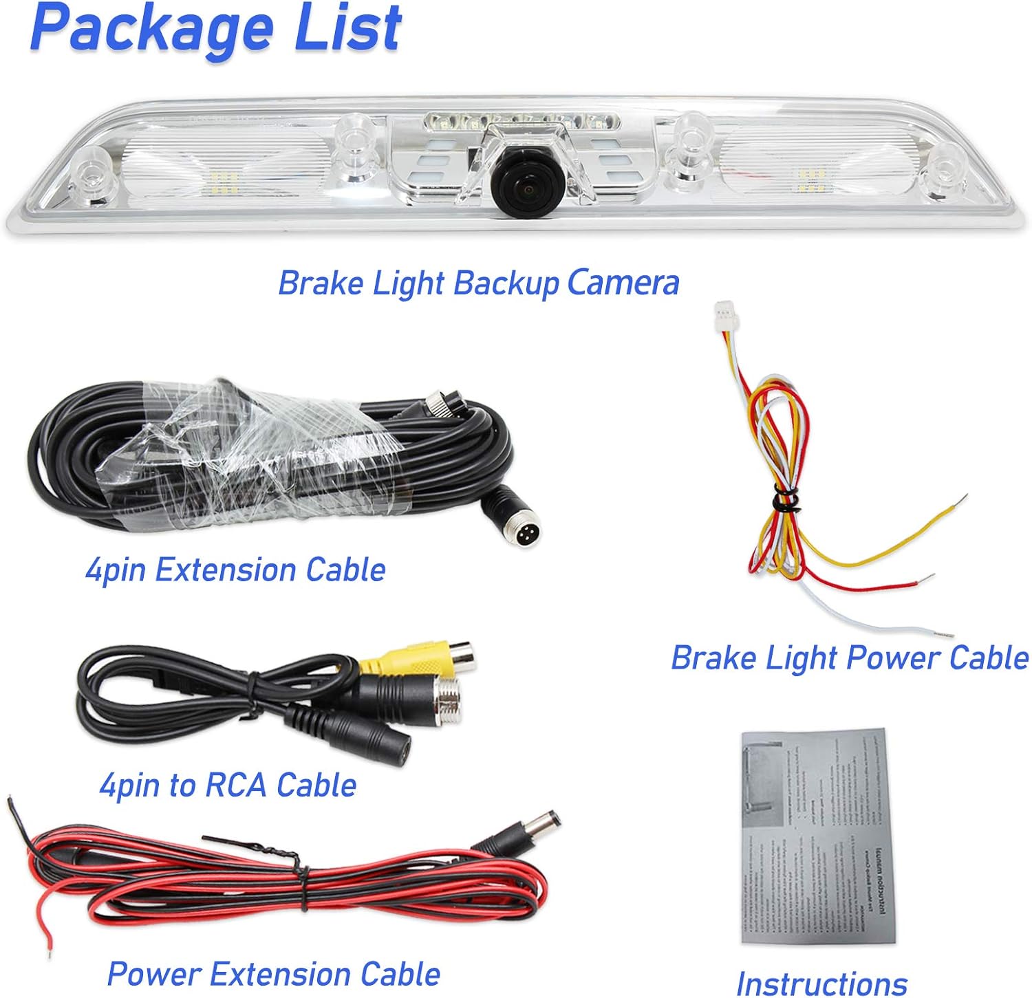 EWAY LED 3rd Third Brake Light Cargo Backup Camera for Ford F150 2015-2020/F250 F350 F450 F550 Super Duty 2017-2021 Rear Lamp High Mount Stop Light