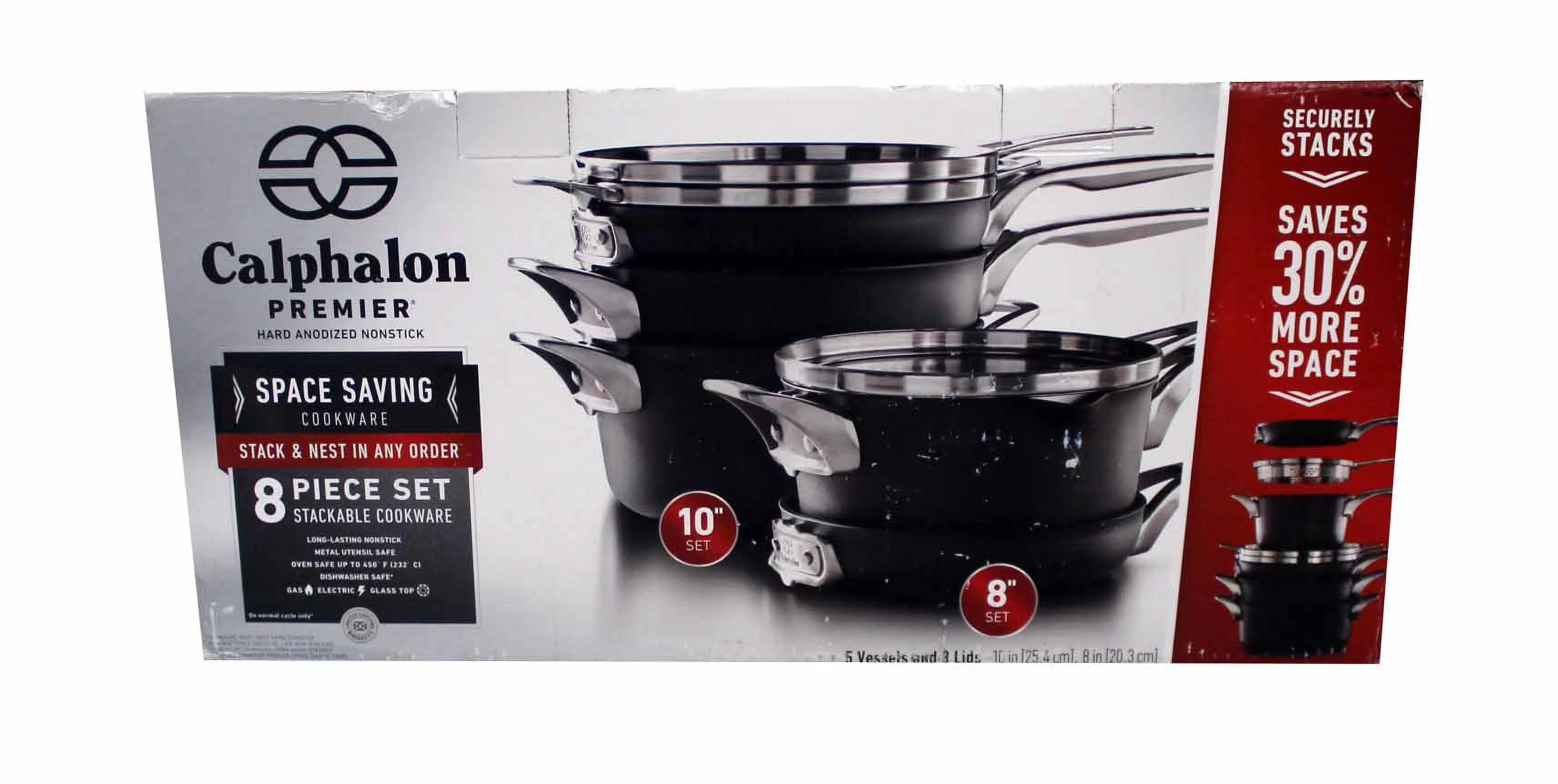 Calphalon Premier 8 Piece Hard Anodized Space Saving Cookware Set