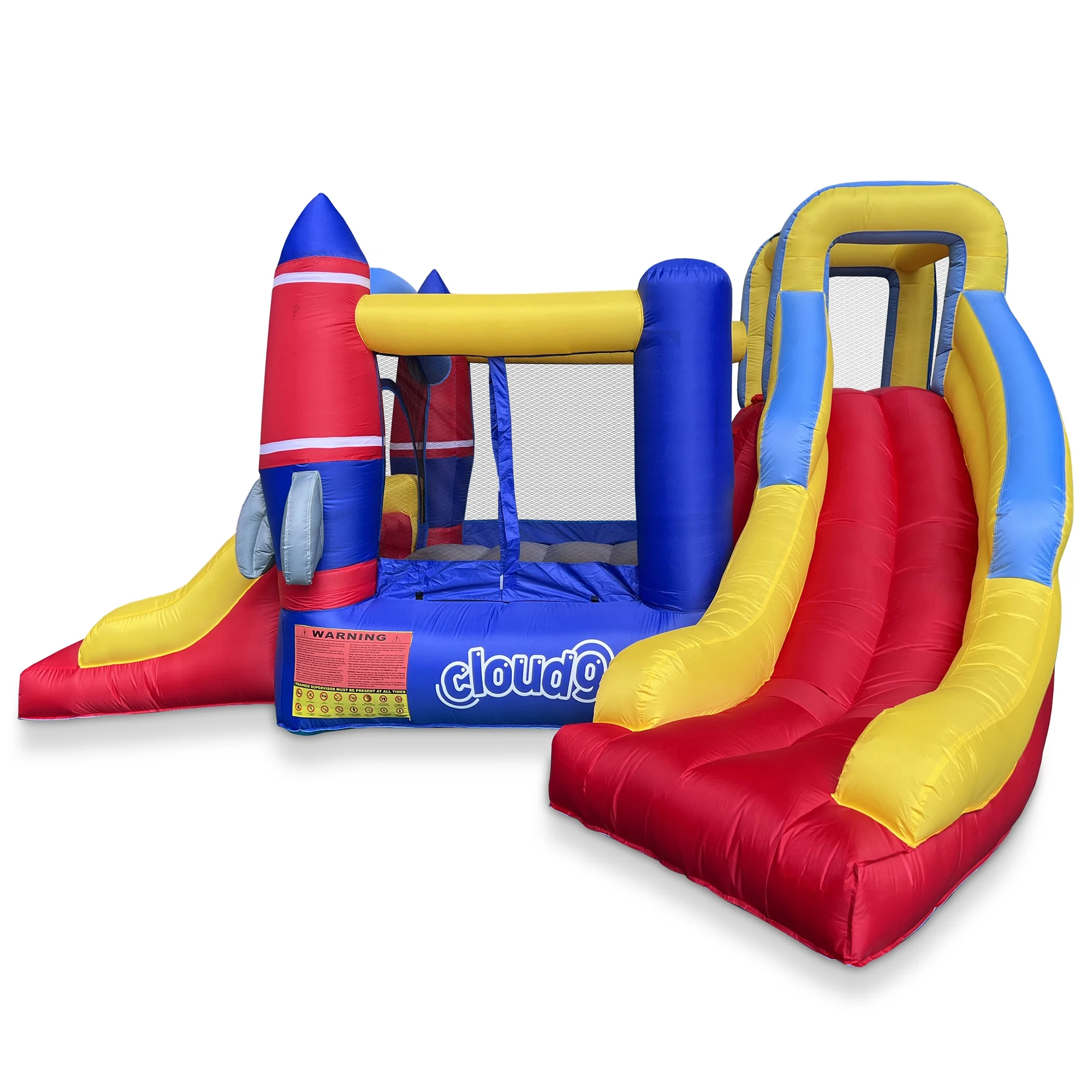 Cloud 9 Rocket Bounce House with Blower & Two Slides - Inflatable Bouncer for Kids