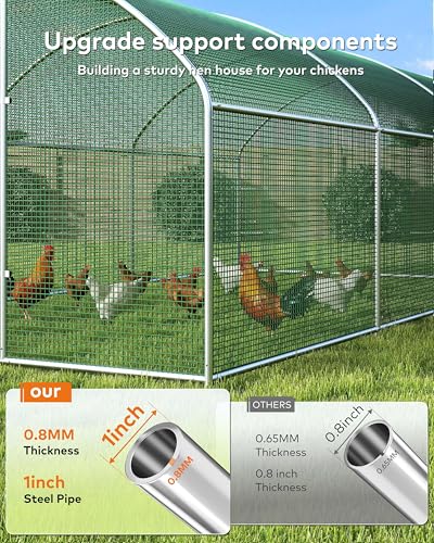 Chicken Coop Poultry Cage Large Metal Hen Run with Water-Resident Cover for Rabbit Duck House Outdoor Walk-in Chicken Pen for Yard