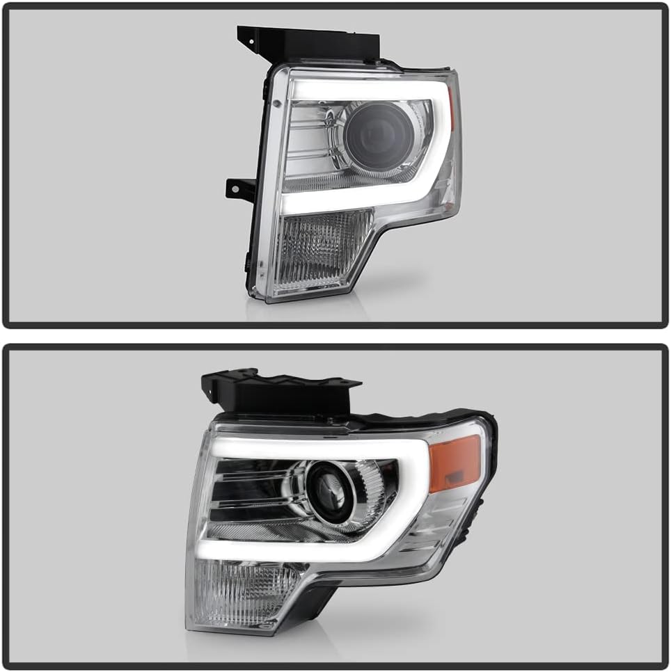 ACANII - For 2009 2010 2011 2012 2013 2014 Ford F150 LED Tube Projector Headlights Driver + Passenger Side