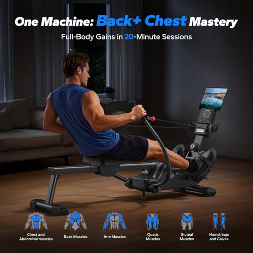 MERACH Sculls Rowing Machines for Home, Magnetic Rowing Machine with 16-Level, Simulate Real Row, Ultra-Quiet Rower