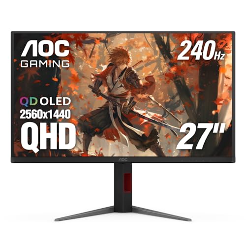 AOC C27G2Z 27" Curved Frameless Ultra-Fast Gaming Monitor, FHD 1080p, 0.5ms 240Hz, FreeSync, 2x HDMI 2.0, 1x Display Port, Height Adjustable