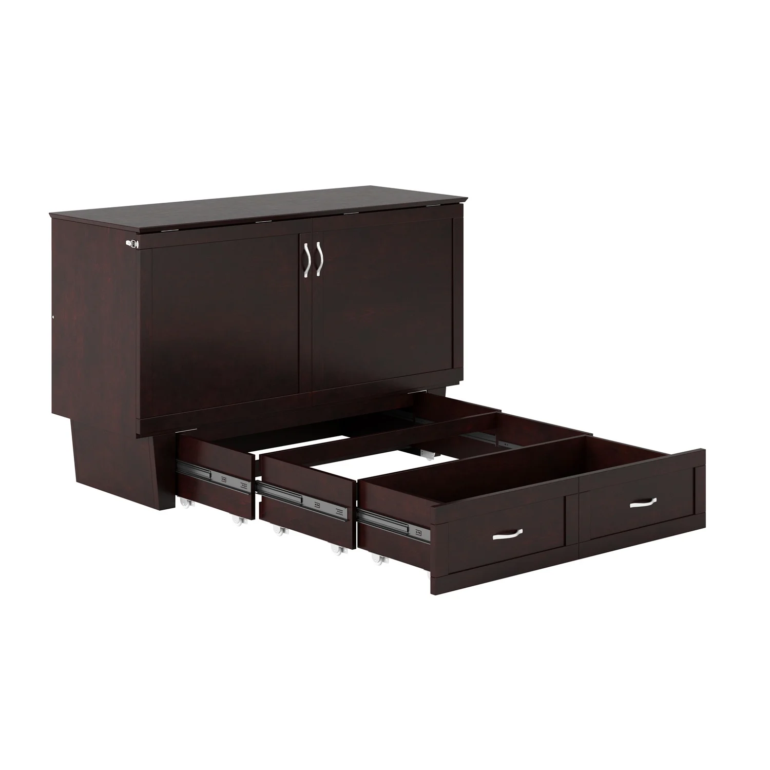 AFI Chelsea Queen Solid Wood Murphy Bed Chest with Mattress in Espresso