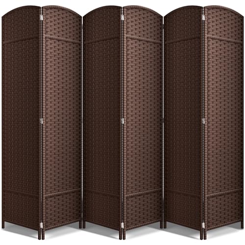 Sorbus 8-Panel Black Room Divider with Double Hinged Panels, 6 ft Tall Folding Privacy Screen