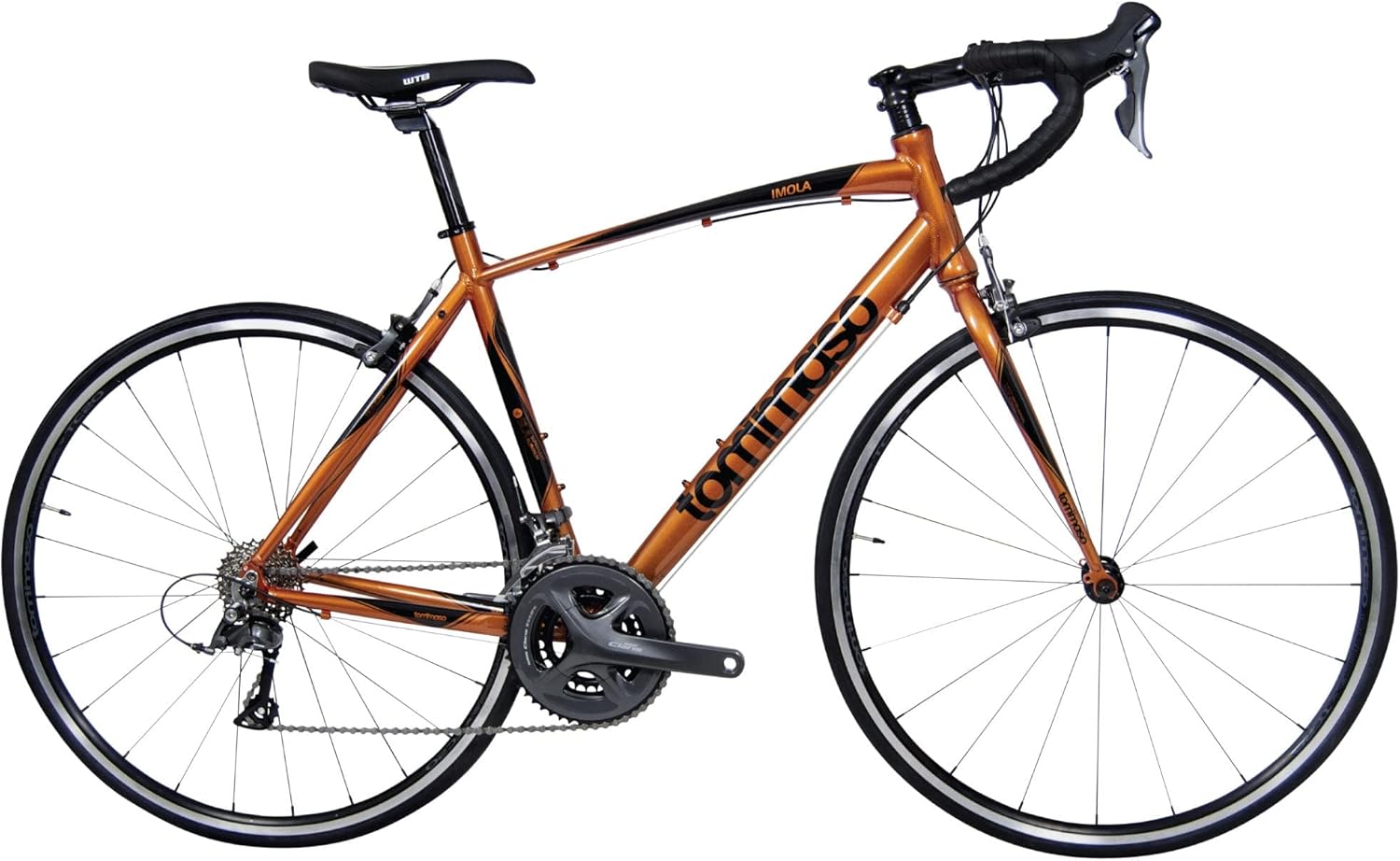 Tommaso Imola Endurance Aluminum Road Bike, Shimano Claris R2000, 24 Speeds, Black, White, Burnt Orange