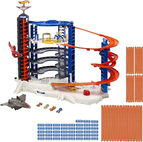 Hot Wheels Toy Car Track Set & 4 1:64 Scale Cars, Super Ultimate Garage, 3+ ft Tall with Motorized Gorilla & Storage for 140 Cars (Amazon Exclusive)