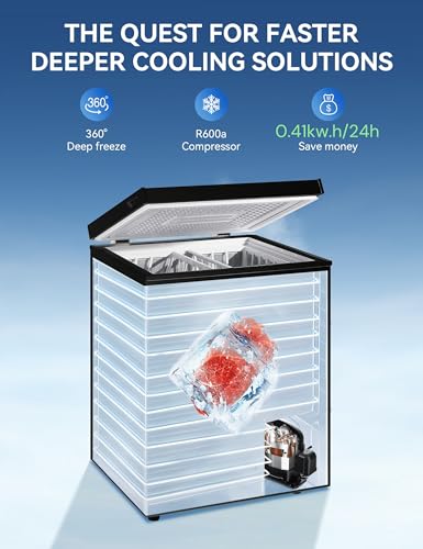 7.0 Cu Ft Chest Freezer - Energy Efficient & Quiet Mini Freezer with Adjustable Thermostat - Compact Deep Freezer for Home, Apartment, and Garage