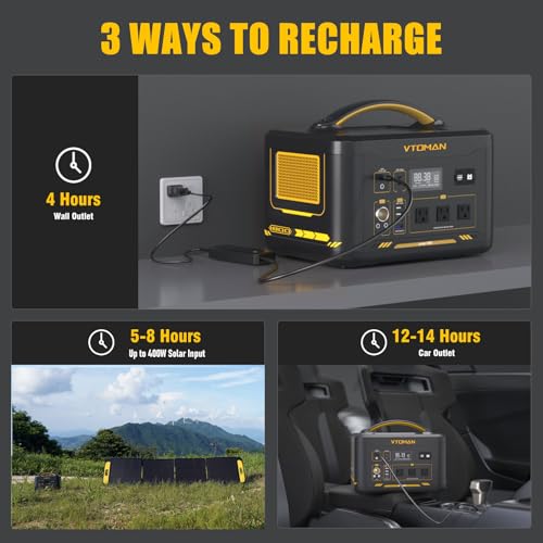VTOMAN Jump 600X Portable Power Station, LFP Battery Powered Generator with 2x 600W AC Outlets (Surge 1200W), 4x USB ports