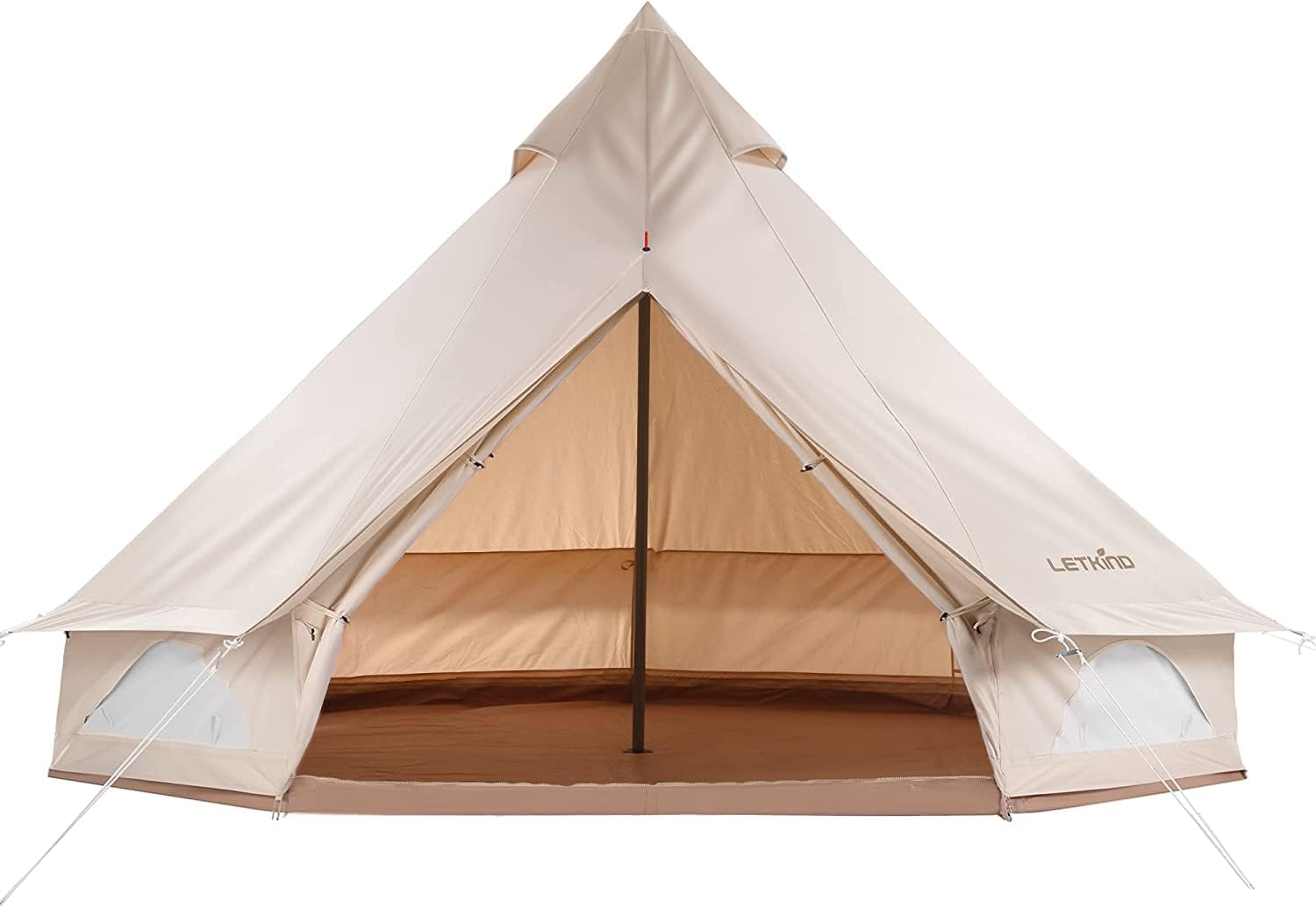 Canvas Bell Tent Yurt with Stove Jack, 4 Season Waterproof Camping Tent 4/6 Person Luxury Outdoor Glamping Tent for Camping