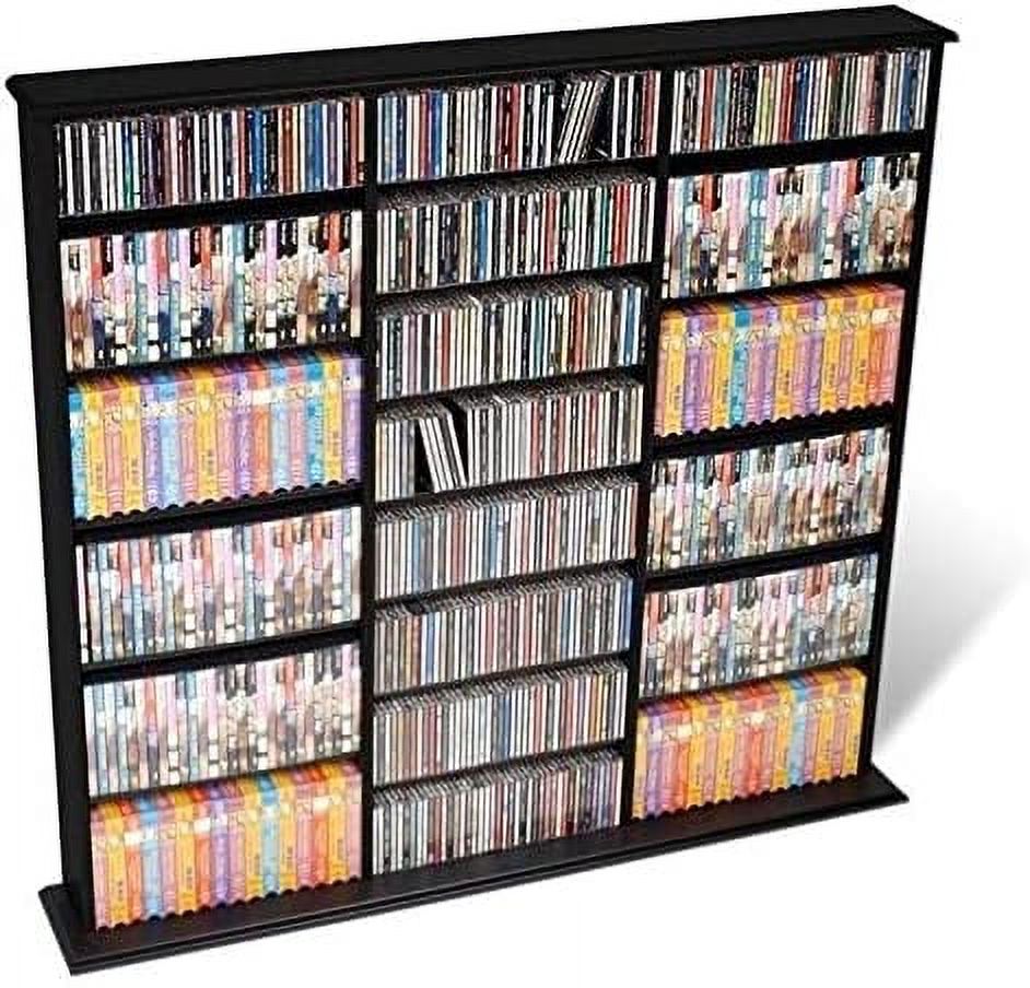 51" Triple  Media  Cabinet  Holds CD  DVD  Large Wall Media  Rack in Black
