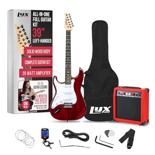 LyxPro Electric Guitar 39" inch Complete Beginner Starter kit Full Size with 20w Amp, Package Includes All Accessories, Digital Tuner, Strings, Picks