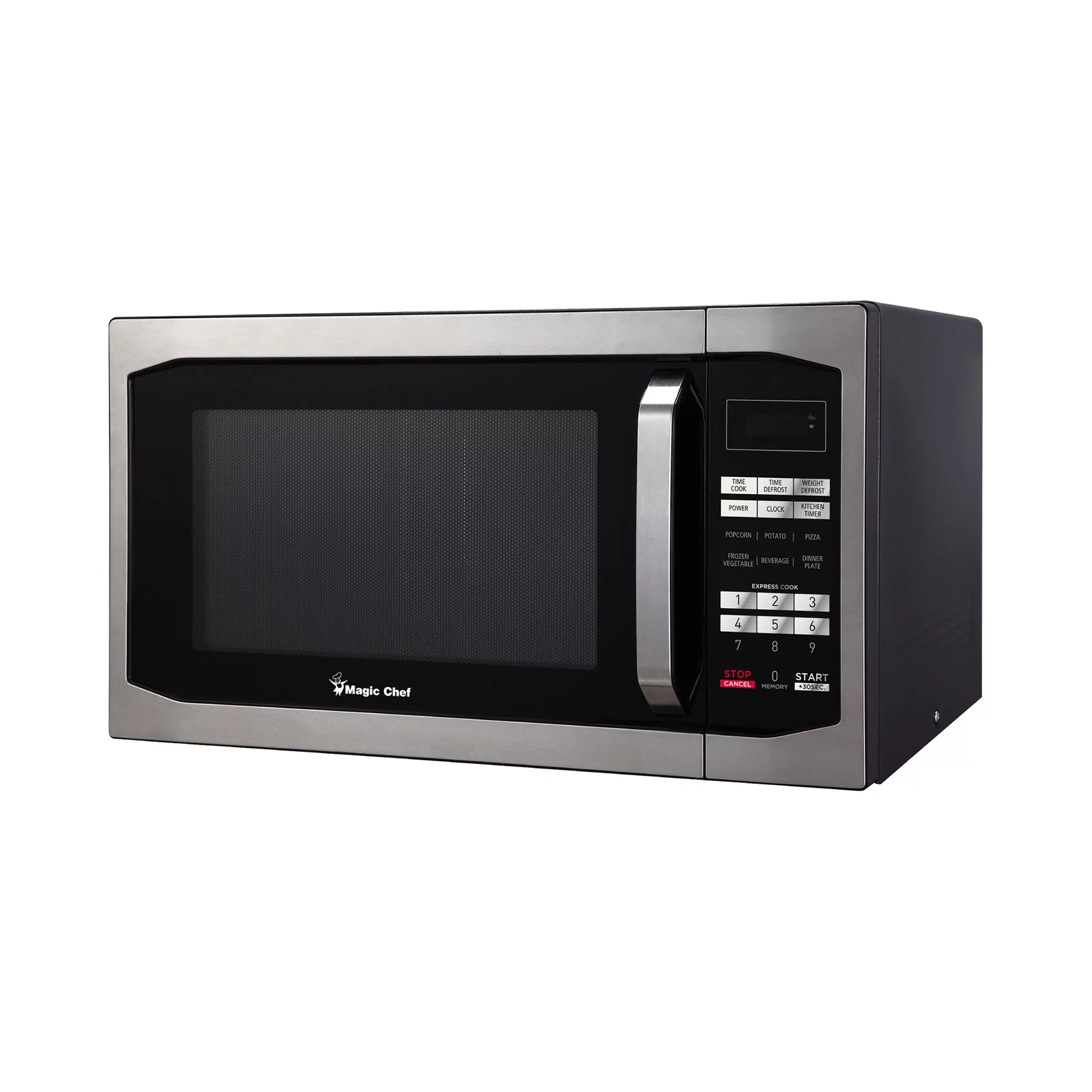 Magic Chef 1100 Watt 1.6 Cu. ft. Digital Countertop Microwave, Stainless Steel, New