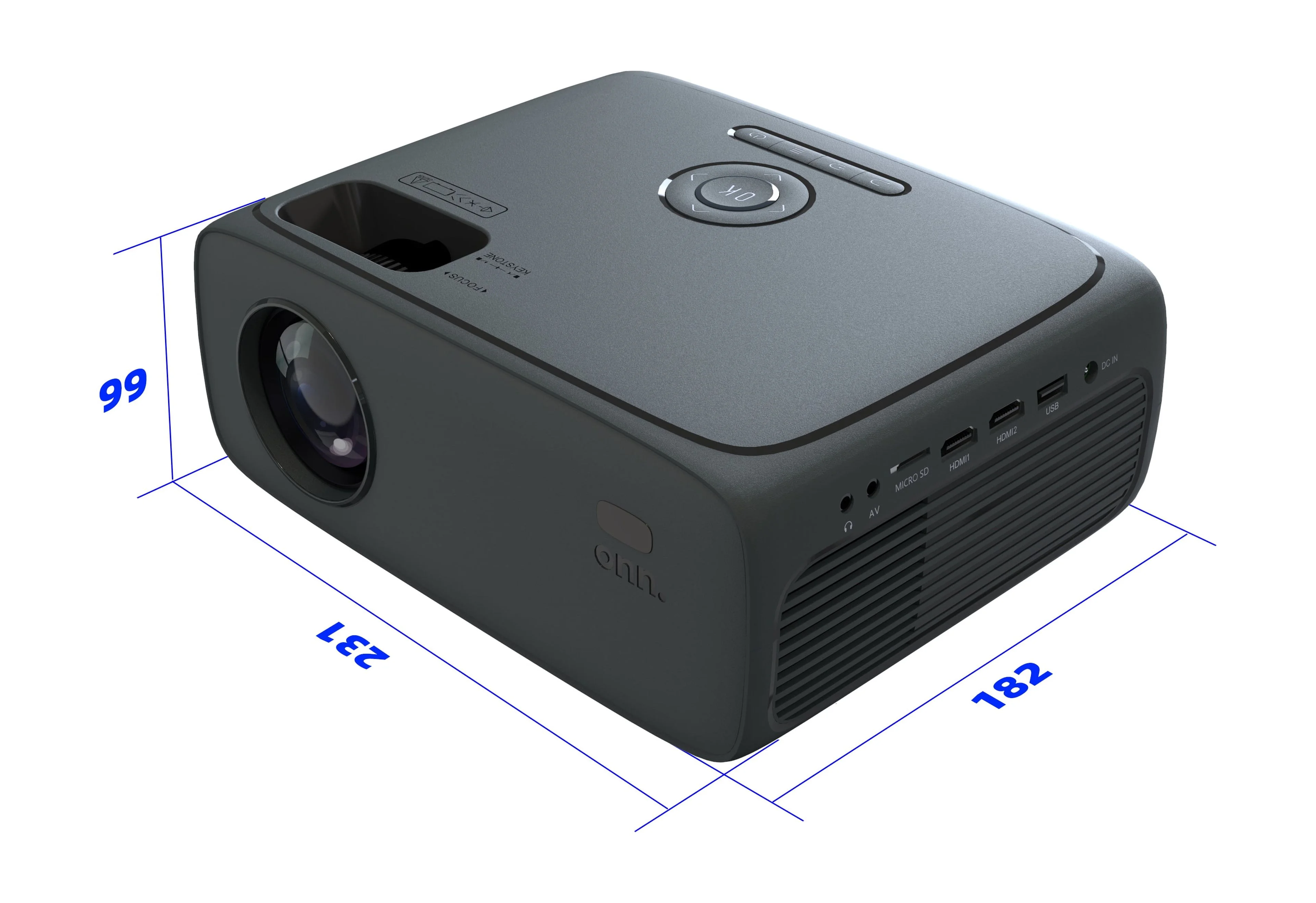 onn. 720P HD LCD Home Theater Projector with 6' HDMI Cable, Black, 100096801