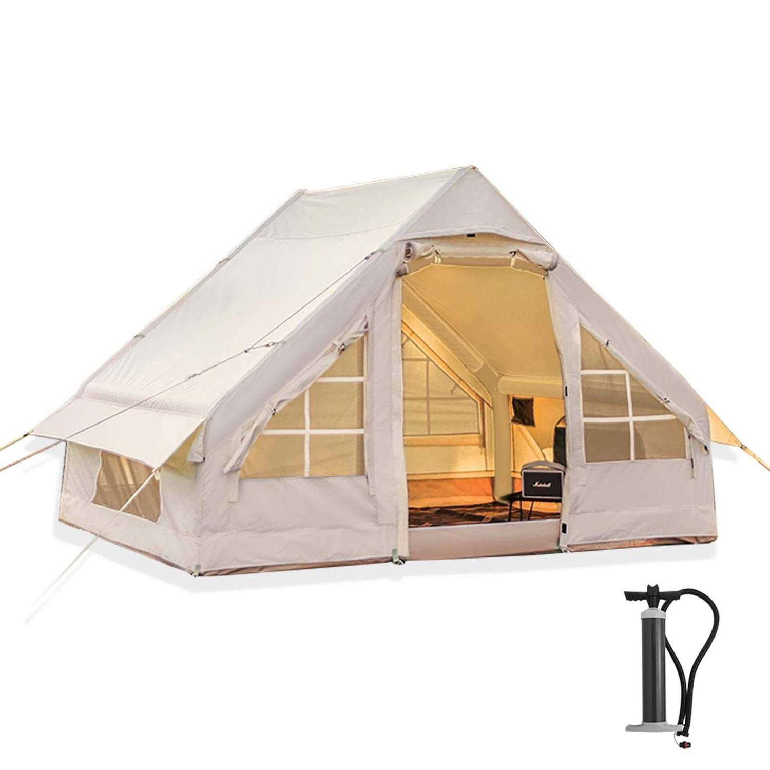 XLTTYWL Inflatable Camping Tent with Pump Glamping Tents Easy Setup 4 Season Waterproof Windproof Outdoor Blow Up Tent - Sports Supplies Online Store