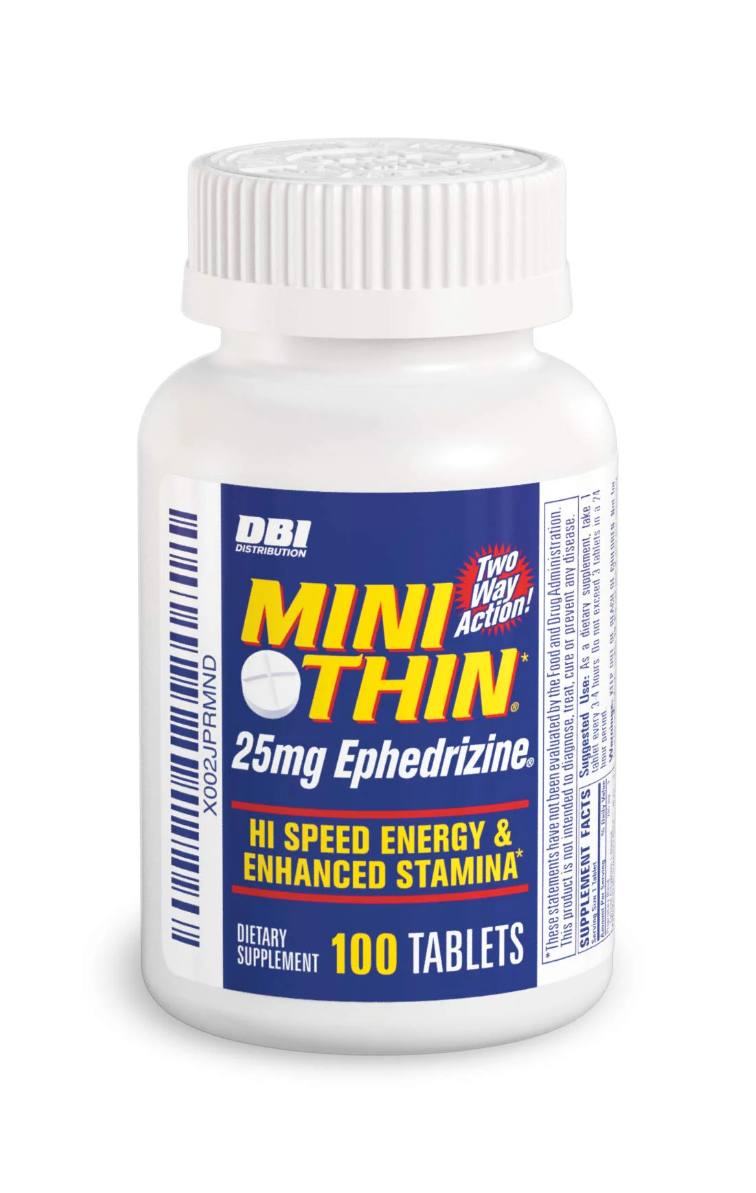 Mini Thin | Two-Way Action Caffeine Pills - High Speed Energy and Enhanced Stamina* - 205 mg Caffeine; 25mg Ephedrizine (100 Count Bottle)