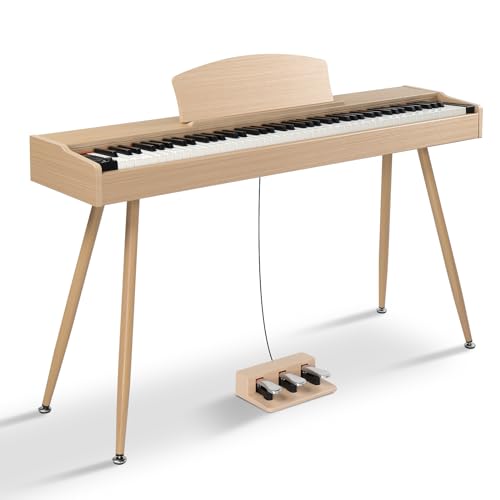 Ktaxon Digital Piano 88-Key Weighted Action Electric Piano with 3-Pedal Unit, Double Bluetooth, Split/Touch/Transpose Control Functions(Black)