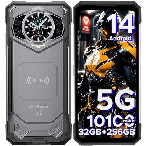 DOOGEE S200 Rugged Smartphone 5G Unlocked, 256GB+32GB Rugged Phone with 1.32" Rear Screen, 10100mAh Battery, Android 14