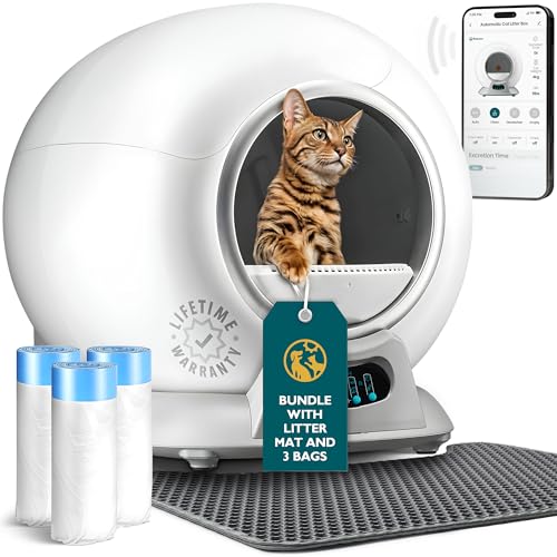 Self Cleaning Litter Box with Auto Safety Sensors for Multiple Cats - Automatic Cat Litter Box Self-Cleaning