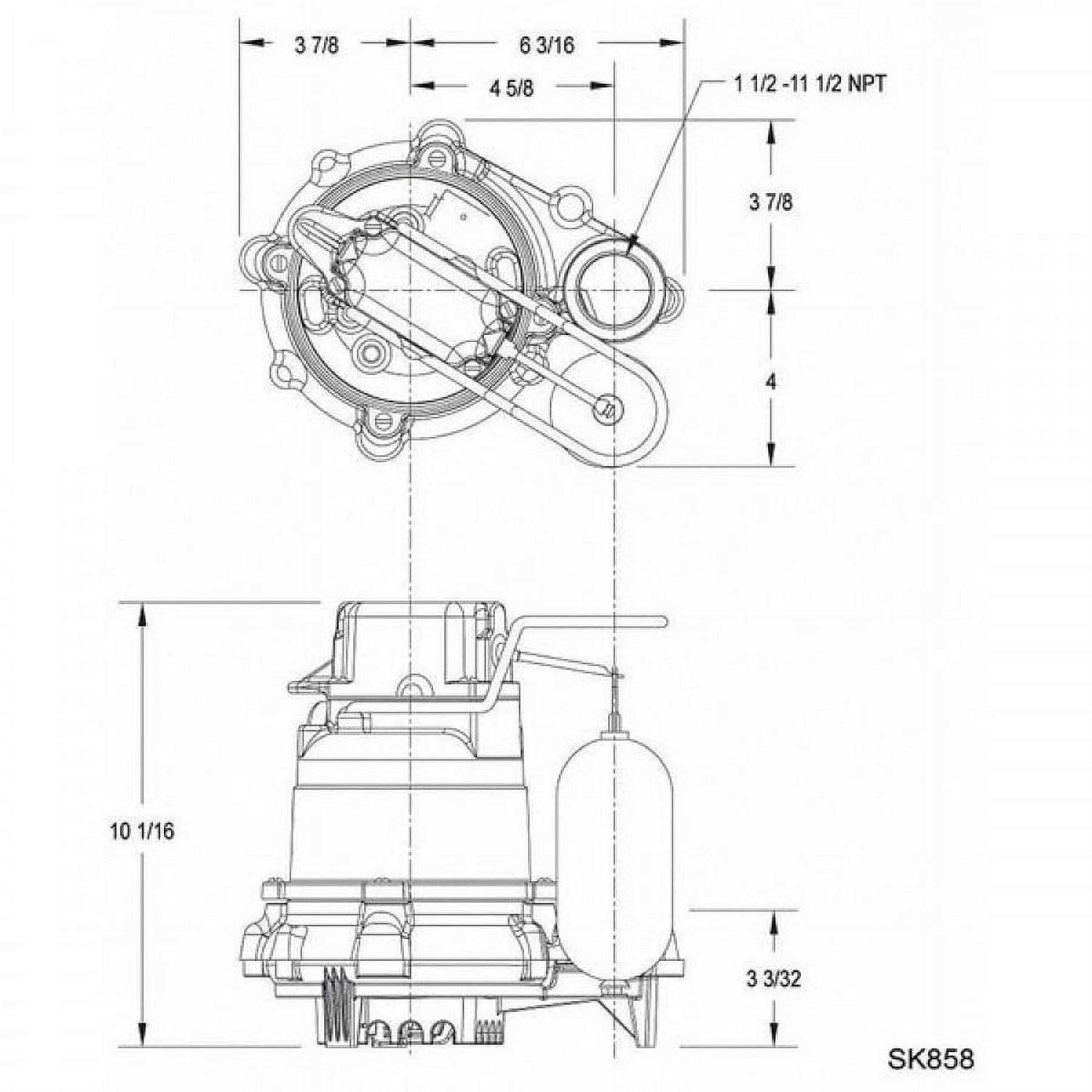 Zoeller HP 3/10,Sump Pump,Vertical Float M53