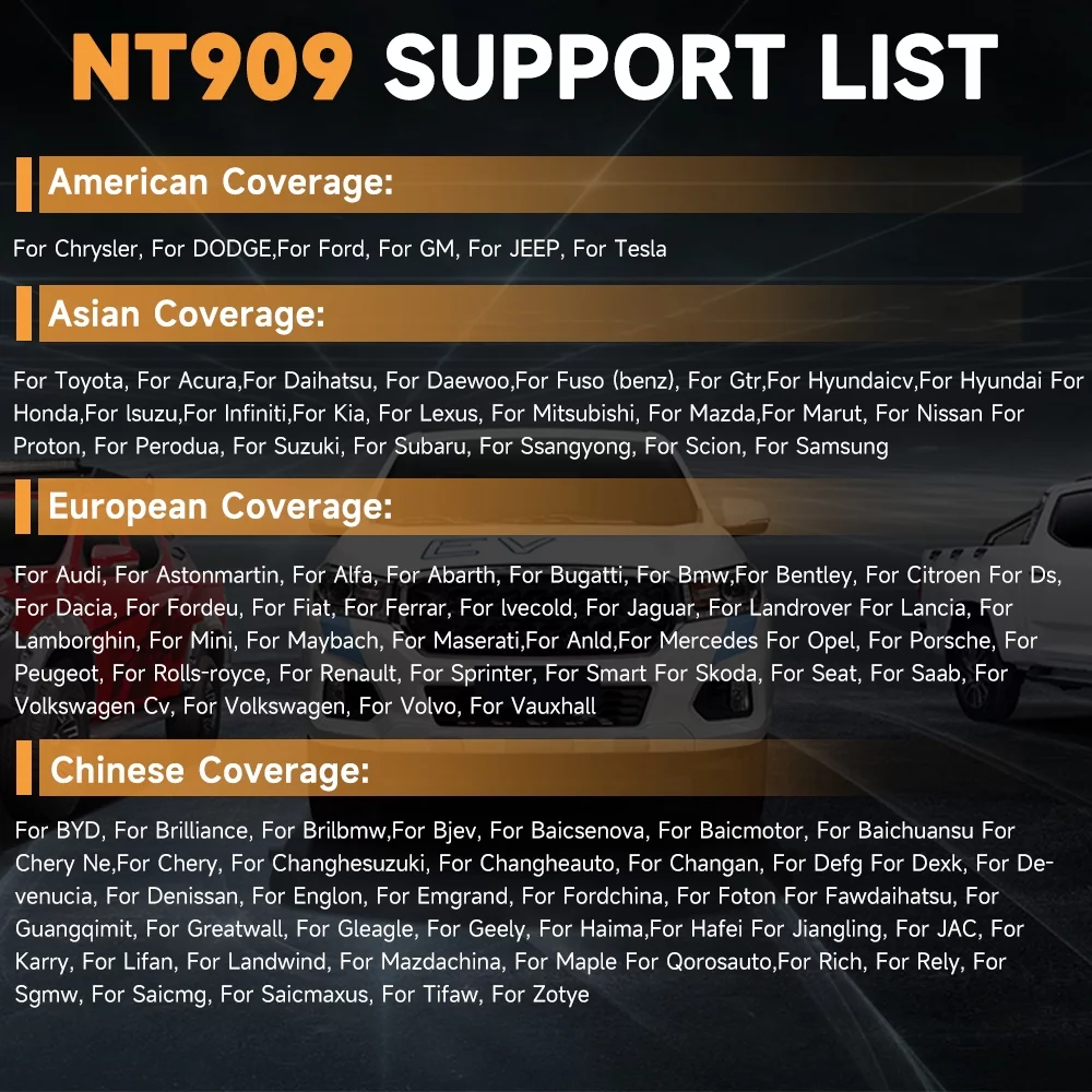 FOXWELL NT909 Bluetooth Automotive Bi-directional Diagnostic Scan Tool All System OBD2 Scanner 30+ Reset Functions ECU Coding Automotive Diagnostic