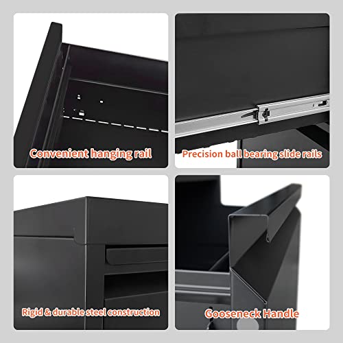 3 Drawer File Cabinet,Metal Filing Cabinets for Home Office,Vertical File Cabinet with Lock