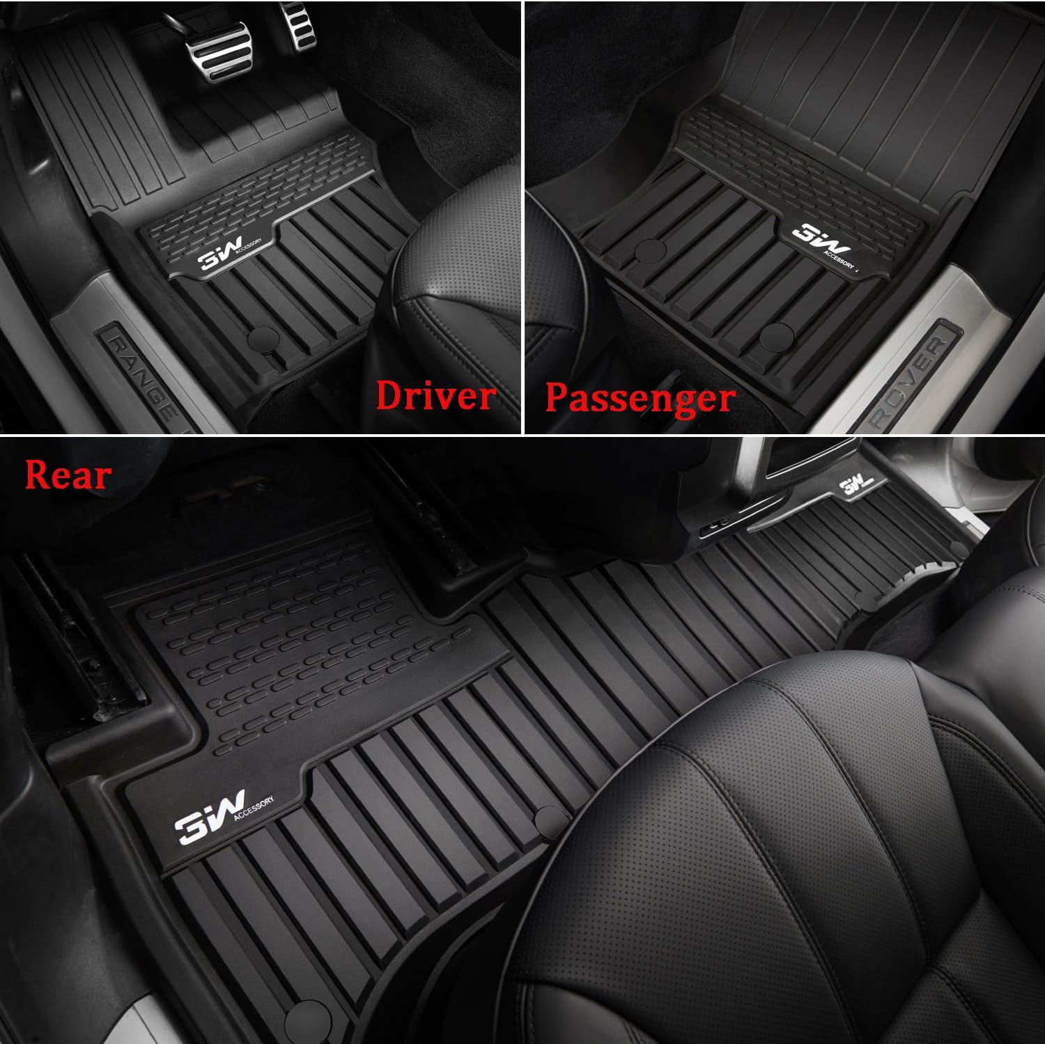 3W Floor Mats Compatible for Range Rover Velar 2017-2022 TPE All Weather Custom Fit Floor Liner for Range Rover Velar1st and 2nd Row Full Set