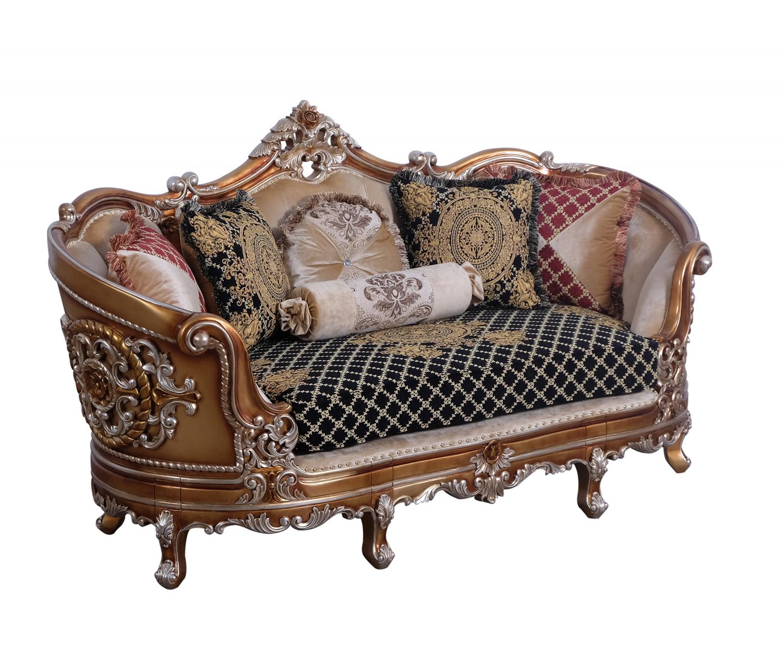 Luxury Black & Gold Wood Trim SAINT GERMAIN II Sofa Set 2 EUROPEAN FURNITURE