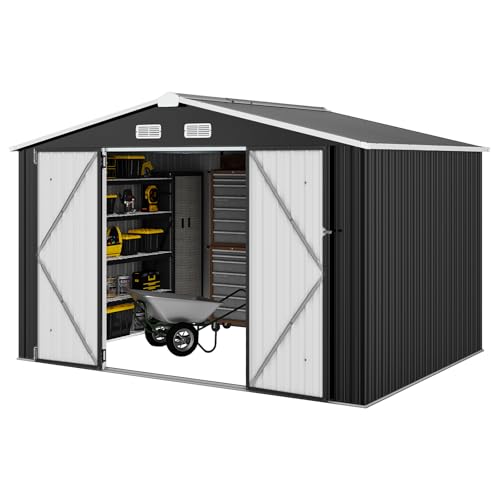 Aoxun 6.2x4 FT Shed Outdoor Storage Shed Metal Garden Shed with Lockable Doors & Slooping Roof Tool Shed Bike Shed for Backyard, Patio