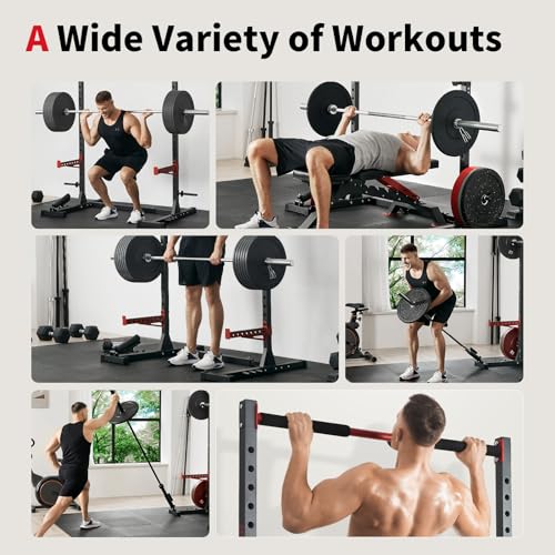 FLYBIRD Squat Rack with Pull-Up Bar, Adjustable Multi-Functional Power Rack, Inner Width Squat Rack Stand Suitable for 6FT