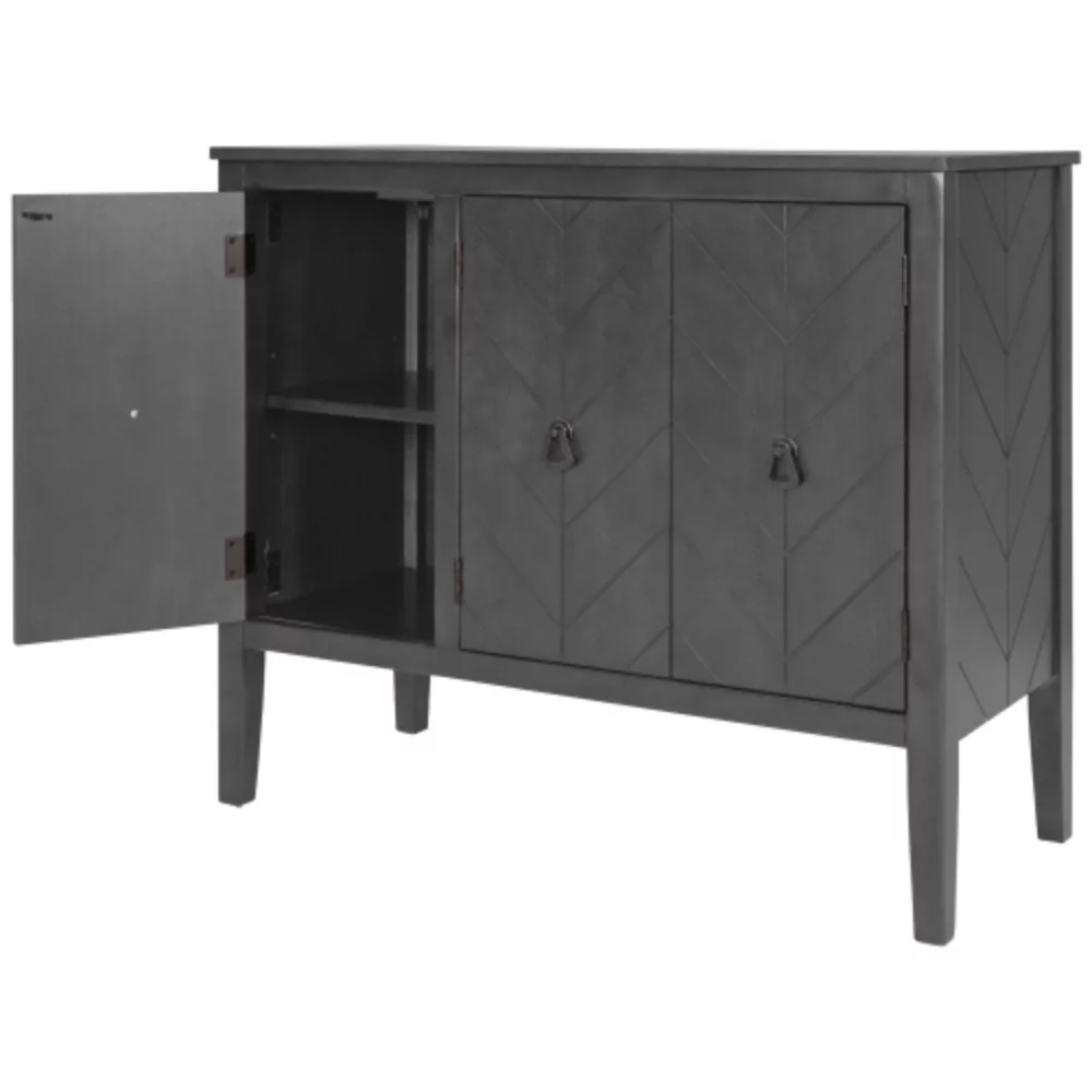 Accent Storage Cabinet Wooden Cabinet with Adjustable Shelf, Antique Gray, Entryway, Living Room, Bedroom Grey + MDF