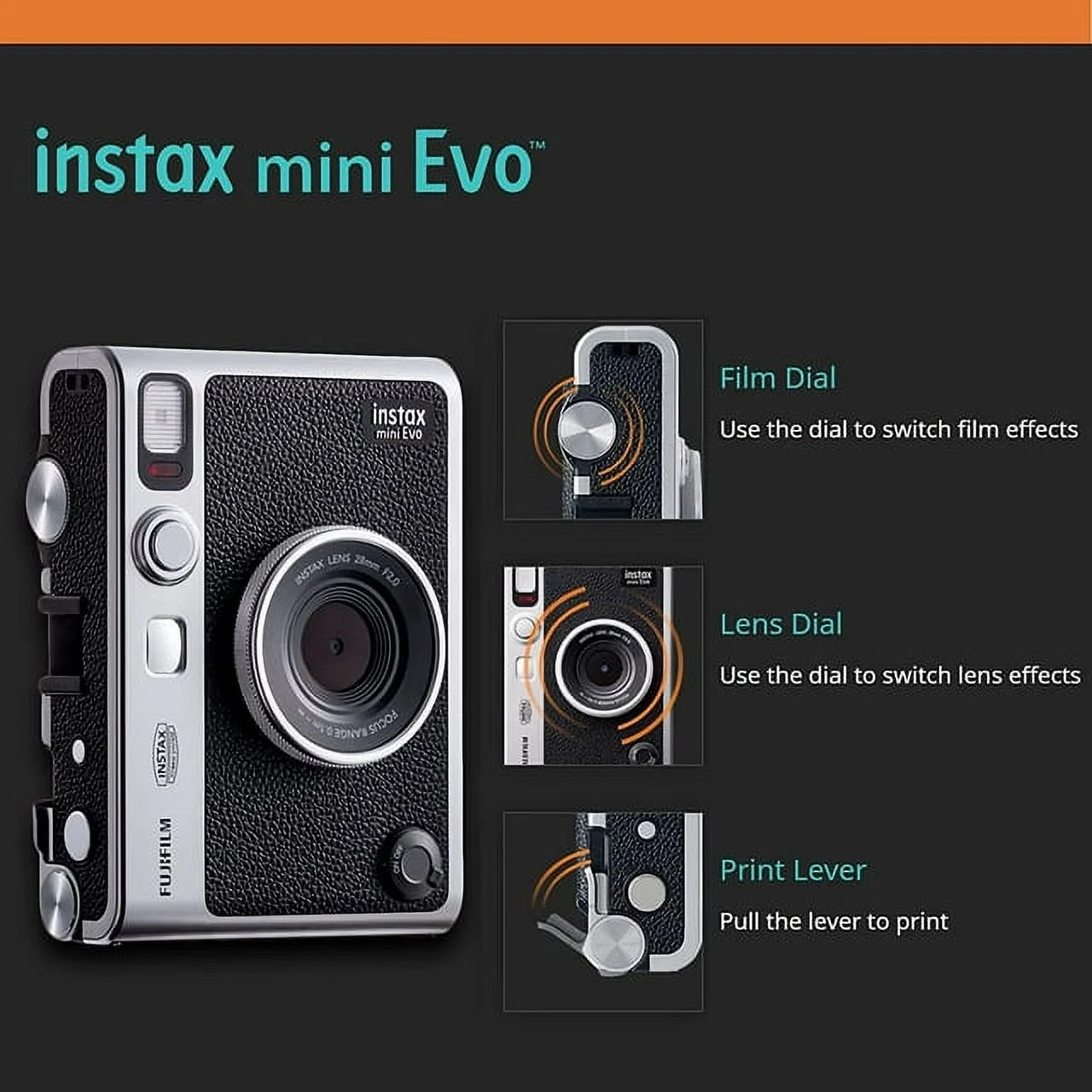 Fujifilm Instax Mini EVO Hybrid Black Instant Camera