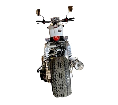 50cc Stretched Scooter Generation 1, Automatic Transmission, PMZ50-19, Wide 205/30-12 Rear Tire, Retro Speedometer, Gas Gauge