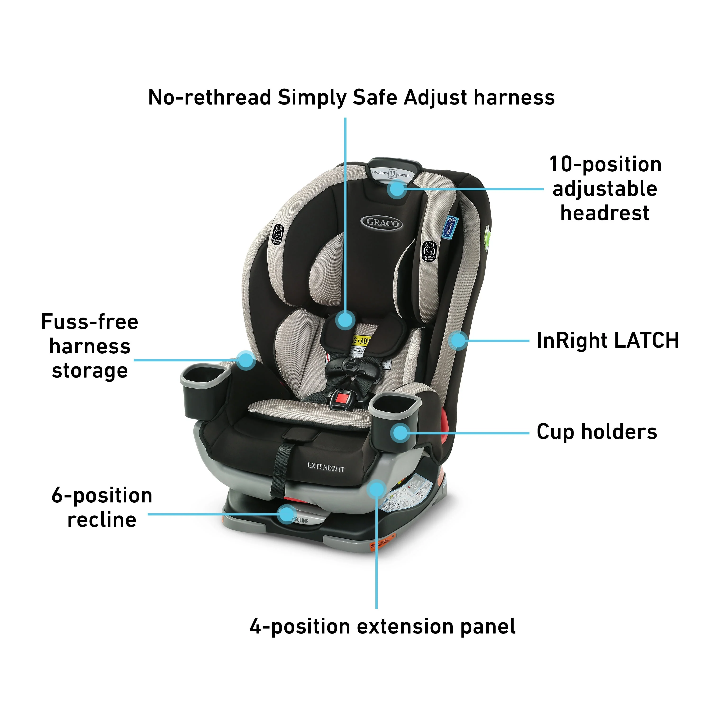 Graco Extend2Fit 3-in-1 Convertible Car Seat, Norah