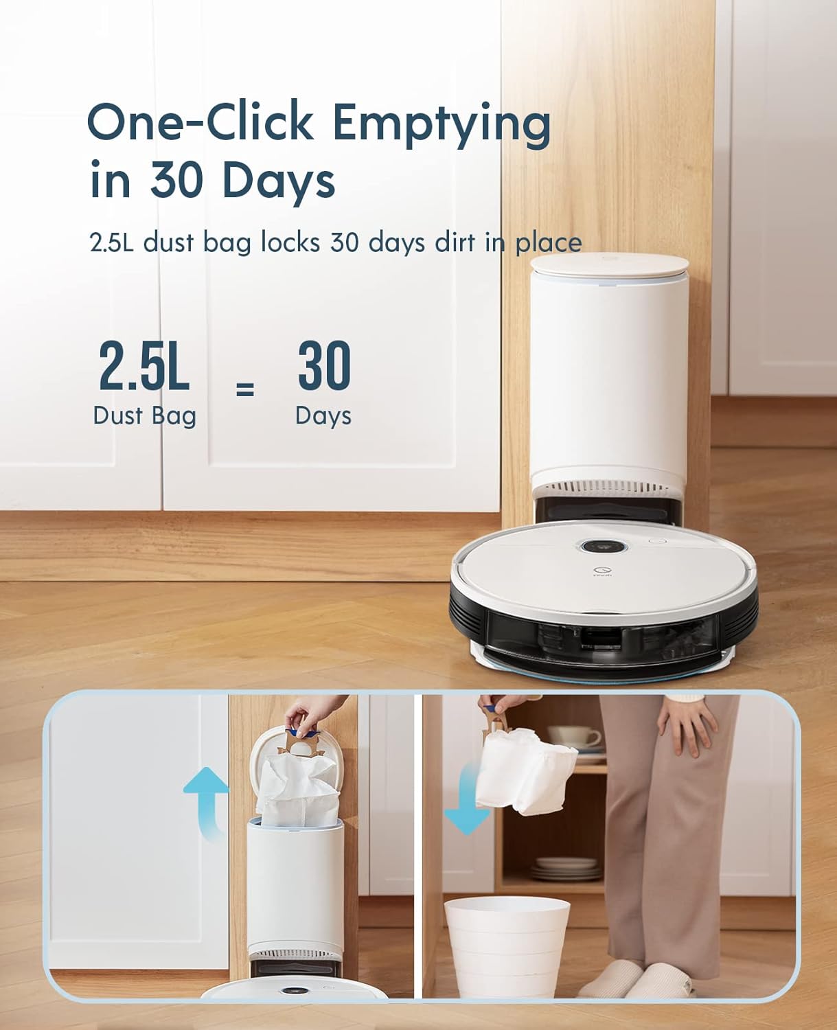 yeedi Vac Station Robot Vacuum and Mop, Self-Emptying 3 in 1, 30 Days Auto Empty, 3000Pa Suction, Carpet Detect, Smart Mapping, Editable Map