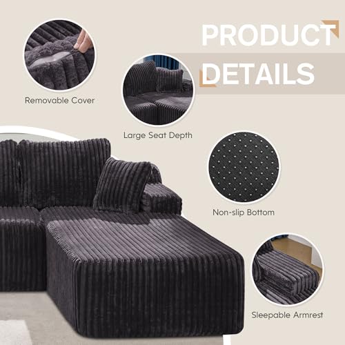 Modular Sectional Sofa Couches L-Shape Couch 3 Seat Modular Sofa Memory Foam Sectional Couches for Living Room