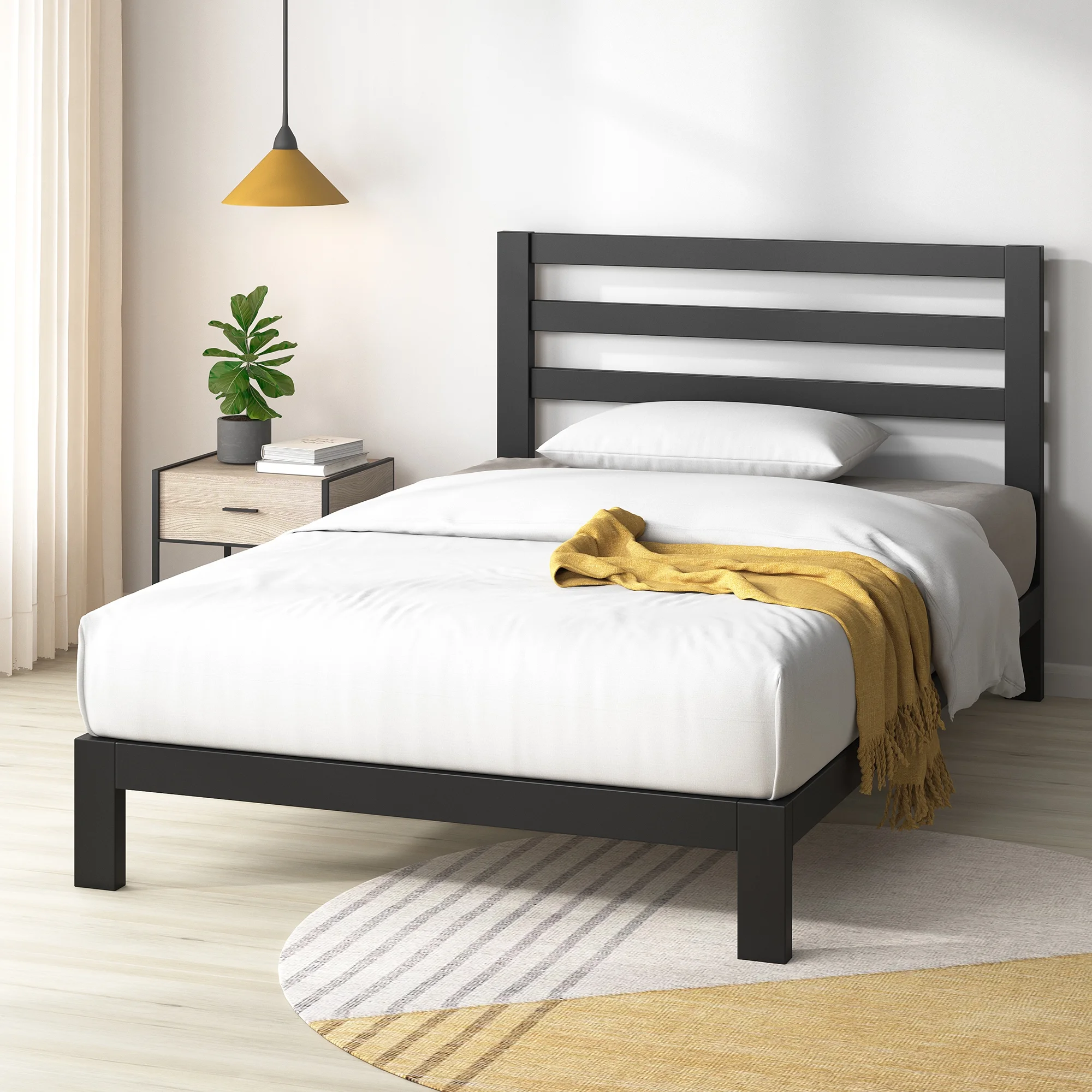 Zinus Arnav 10 White Metal Platform Bed Frame, Queen