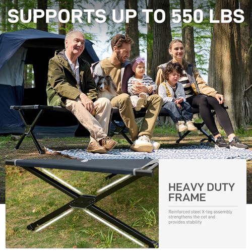 EVER ADVANCED Extra Wide Camping Cot for Adults Oversized XXL Sleeping Cots Folding Cot Bed with Carry Bag, 84.3" L x 41.9" W, Support to 550 lbs