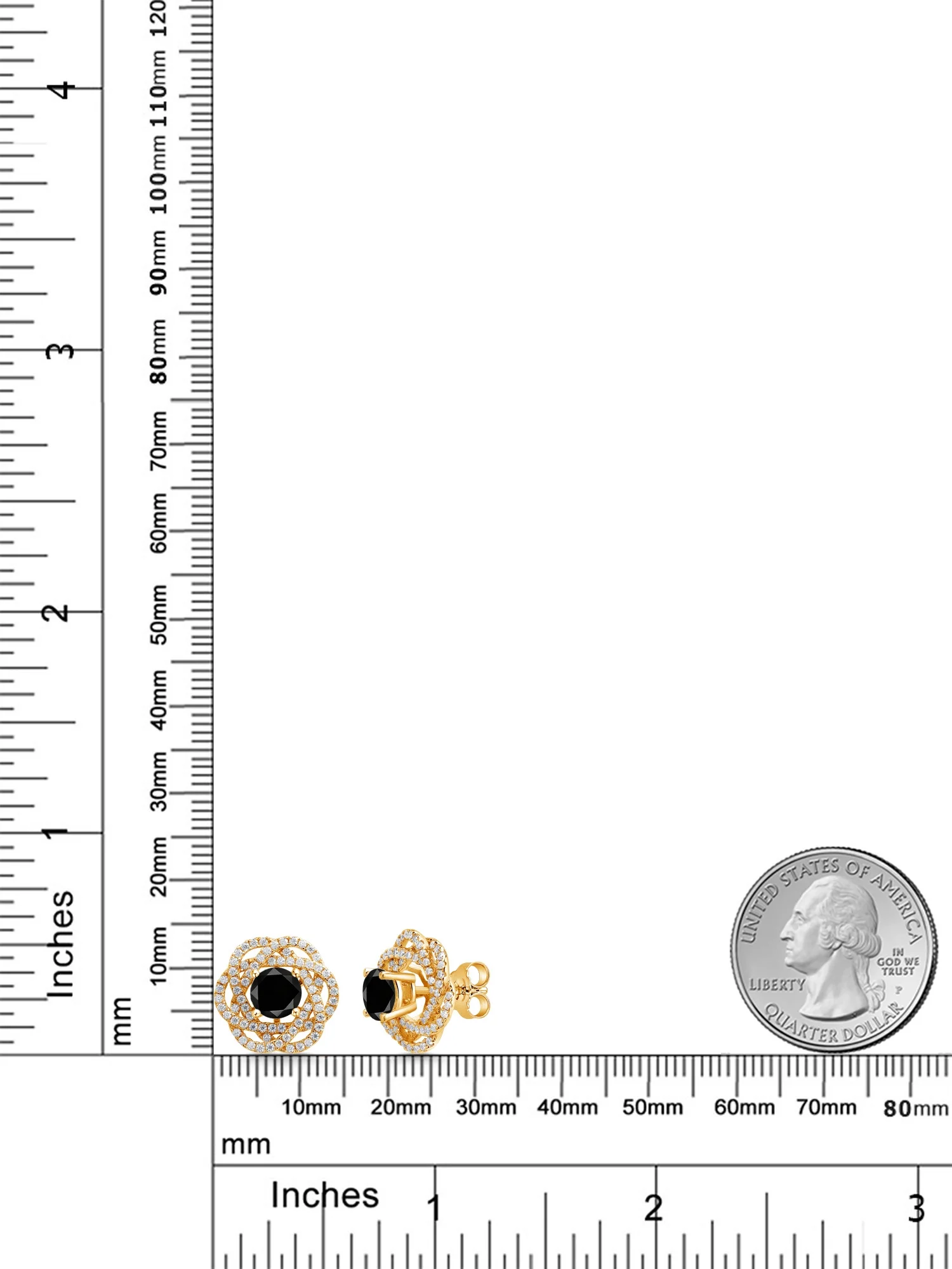 Gem Stone King 18K Yellow Gold Plated Silver Stud Earrings with Jackets Diamond and Moissanite (2.82 Cttw)